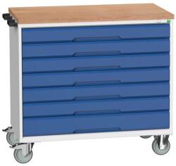 bott Verso mobil íróasztal fiókokkal, 98 x 105 x 60 cm, 7 fiókos, multiplex, szürke-kék