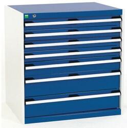 bott Műhely fiókos szekrény Bott Cubio, 80 x 80 x 52, 5 cm, 7 fiókos, szürke-kék