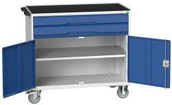 bott Verso mobil íróasztal fiókokkal, 96, 5 x 105 x 55 cm, 2 fiók, szekrény, matrac, szürke-kék