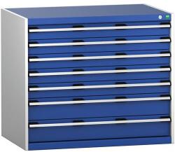 bott Műhely fiókos szekrény Bott Cubio 200, 90 x 105 x 75 cm, 7 fiókos, szürke-kék