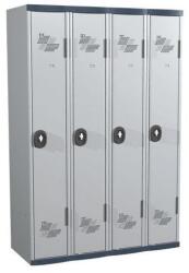 Acial hegesztett öltözőszekrény, 4 rekeszes, 300 mm, forgóretesszel, szürke/szürke