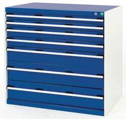 bott Műhely fiókos szekrény Bott Cubio, 100 x 105 x 65 cm, 7 fiókos, szürke-kék