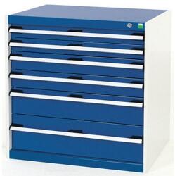 bott Műhely fiókos szekrény Bott Cubio, 80 x 80 x 52, 5 cm, 6 fiókos, szürke-kék