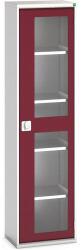 bott Műhelyszekrény átlátszó ajtókkal Bott Verso, 200 x 52, 5 x 35 cm, 4 polcos, szürke-piros