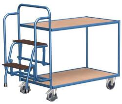 Variofit Polcos kocsi lépcsővel, 250 kg-ig, 2 polcos, kék