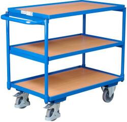 Variofit Polcos kocsi fogantyúval, 250 kg-ig, 3 polc, 85 x 102, 5 x 52, 5 cm, kék