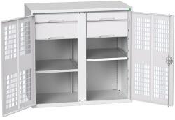 bott Verso fém karbantartó szekrény, drótajtó, 100 x 105 x 55 cm, 2 polc, 4 fiók, szürke-szürke
