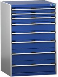 bott Műhely fiókos szekrény Bott Cubio 200, 120 x 80 x 75 cm, 8 fiókos, szürke-kék
