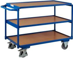 Variofit Polcos kocsi fogantyúval, 250 kg-ig, 3 polc, 85 x 117, 5 x 62, 5 cm, kék