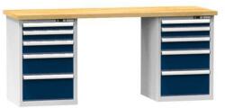 POLAK Műhelyasztal KOMBI OB4820, 2000 x 800 x 880 mm, BÜKK, szürke-sötétkék