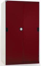 bott Műhelyszekrény tolóajtókkal, 160 x 105 x 52, 5 cm, 3 polccal, szürke-piros