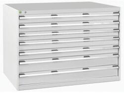 bott Műhely fiókos szekrény Bott Cubio, 90 x 130 x 75 cm, 7 fiókos, szürke-szürke