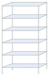 Schulte Design Hathor fém polcállvány, alapkivitel, 200 x 100 x 30 cm, 1 400 kg, 6 polc, horganyzott