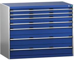 bott Műhely fiókos szekrény Bott Cubio 200, 100 x 130 x 75 cm, 7 fiókos, szürke-kék