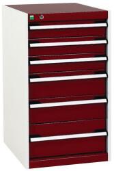 bott Műhely fiókos szekrény Bott Cubio, 90 x 52, 5 x 65 cm, 6 fiókos, szürke-piros