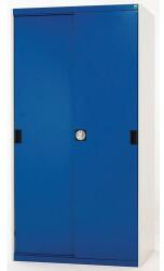 bott Műhelyszekrény tolóajtókkal, 160 x 130 x 65 cm, 3 polccal, szürke-kék