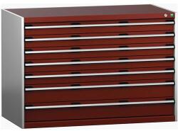 bott Műhely fiókos szekrény Bott Cubio 200, 90 x 130 x 75 cm, 7 fiókos, szürke-piros