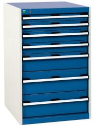 bott Műhely fiókos szekrény Bott Cubio, 100 x 65 x 52, 5 cm, 7 fiókos, szürke-kék