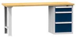 POLAK Műhelyasztal KOMBI EB4825, 2500 x 800 x 880 mm, BÜKK, szürke-sötétkék