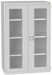 bott Műhelyszekrény átlátszó ajtókkal Bott Cubio, 160 x 105 x 65 cm, 3 polccal, szürke-szürke