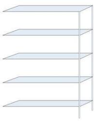 Schulte Design Ogmios fém polcállvány, hozzáépíthető, 200 x 130 x 30 cm, 1300 kg, 5 polc, 250 kg/polc, horganyzott