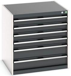 bott Műhely fiókos szekrény Bott Cubio, 80 x 80 x 75 cm, 6 fiókos, szürke-antracit - manutan - 856 552 Ft
