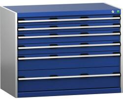 bott Műhely fiókos szekrény Bott Cubio 200, 80 x 105 x 65 cm, 6 fiókos, szürke-kék