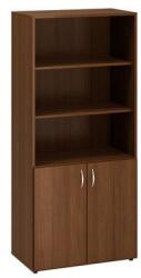 Alfa Office Alfa 500 magas, széles szekrény, 178 x 80 x 47 cm, nyitott polccal és ajtóval, dió mintázat