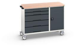 bott Karbantartó fiókos kocsi Bott Verso, 98 x 130 x 60 cm, 5 fiókos, szekrényes, multiplex, szürke-antracit