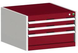 bott Műhely fiókos szekrény Bott Cubio, 40 x 65 x 52, 5 cm, 3 fiókos, szürke-piros