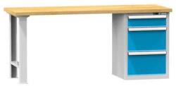 POLAK Műhelyasztal KOMBI EM4825, 2500 x 800 x 880 mm, MULTIPLEX, szürkéskék