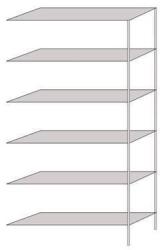 Schulte Design Hathor fém polcállvány, hozzáépíthető, 200 x 100 x 30 cm, 1 400 kg, 6 polc, világosszürke