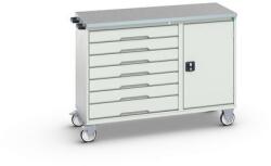 bott Karbantartó fiókos kocsi Bott Verso, 98 x 130 x 60 cm, 7 fiókos, szekrény, linóleum, szürke-szürke
