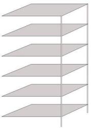 Schulte Design Hathor fém polcállvány, kétoldalú, hozzáépíthető, 200 x 100 x 60 cm, 1 400 kg, 6 polc, világosszürke