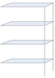 Schulte Design Andras fém polcállvány, hozzáépíthető, 250 x 150 x 40 cm, 1 600 kg, 4 polccal, horganyzott