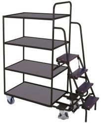 Variofit Polcos kocsi lépcsőkkel, 250 kg-ig, 4 polcos, szürke