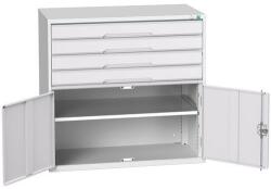 bott Műhely fiókos szekrény Bott Verso, 100 x 105 x 55 cm, 4 fiók, 1 szekrény, szürke-szürke