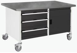 bott Mobil műhelyasztal Bott Cubio Tároló, 84 x 150 x 75 cm, 3 fiók, szekrény, linóleum, szürke-antracit