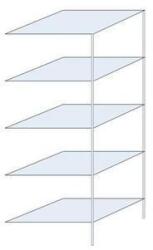 Schulte Design Ogmios fém polcállvány, hozzáépíthető, 200 x 75 x 60 cm, 1300 kg, 5 polc, 250 kg/polc, horganyzott