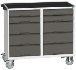 bott Karbantartó fiókos kocsi Bott Verso, 96, 5 x 105 x 55 cm, 10 fiók, matt, szürke-antracit