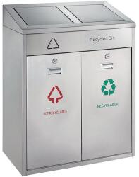 VEPA BINS Szelektív szemetes, 2x21 l, matt rozsdamentes acél