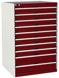 bott Műhely fiókos szekrény Bott Cubio, 120 x 80 x 75 cm, 10 fiókos, szürke-piros
