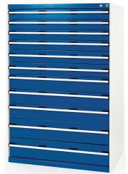 bott Műhely fiókos szekrény Bott Cubio, 160 x 105 x 65 cm, 11 fiókos, szürke-kék