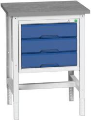 bott Műhelyasztal Bott Verso, 78-93 x 70 x 60 cm, 3 fiókos, linóleum, szürke-kék
