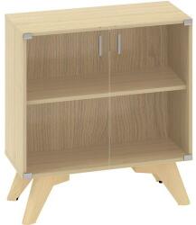 Alfa Office Alacsony szekrény Alfa Root üvegajtóval, 1 polc, 80 x 45, 8 x 88, 7 cm, tölgy