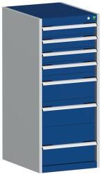bott Műhely fiókos szekrény Bott Cubio, 120 x 52, 5 x 52, 5 cm, 7 fiókos, szürke-kék