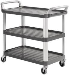 TTS polcos kocsi két fogantyúval, 150 kg-ig, 3 polc magasított élekkel, szürke