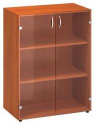 Alfa Office Alfa 500 közepes, széles szekrény, 106, 3 x 80 x 45, 8 cm, üvegajtóval, cseresznye mintázat