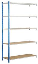 Manorga Velez fém polcállvány, hozzáépíthető, 200 x 125 x 50 cm, 1500 kg, 5 polc, kék