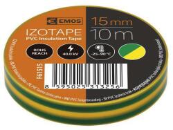 EMOS villanyszerelési PVC szigetelőszalag, 15 mm széles, 10 db, zöldessárga